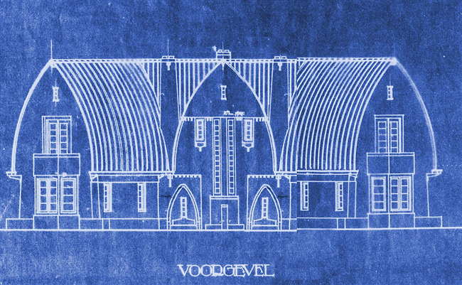 De eerste blauwdruk van het pand, uit begin 1921
              <br/>
              Streekarchief Gooi- en Vechtstreek (SAGV) te Hilversum, 1921